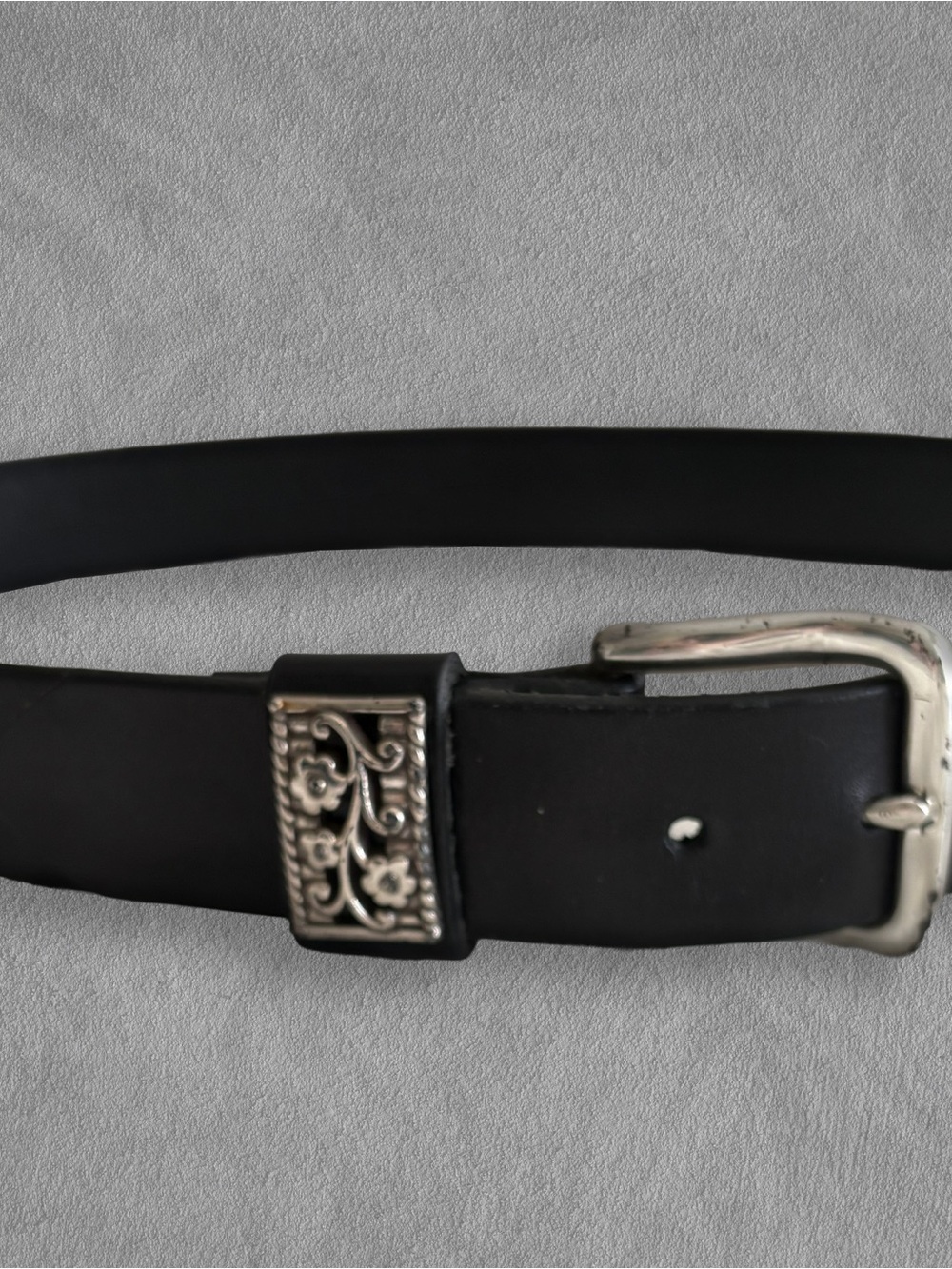 Women’s Black Leather Belt with Decorative Silver Accent - Brighton real leather